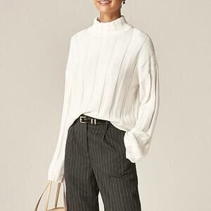 J.Crew Cotton Ribbed Mockneck Sweater Ivory Size XXS NWT